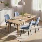 Conjunto de 4 Cadeiras de Jantar Modernas Cadeiras de Cozinha Estofadas em Veludo com Pés de Aço 45x54x87 cm Azul Claro