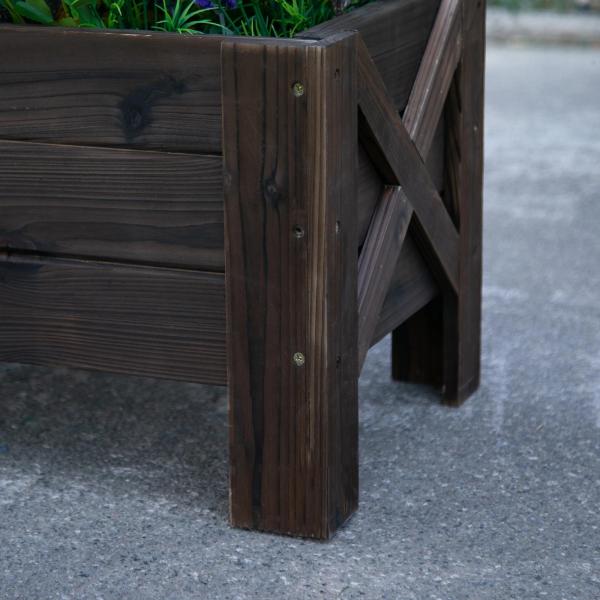 Horta Vertical Floreira de Madeira Retangular com Pés para Flores Plantas Cultivos 100x36,5x36cm Marrom
