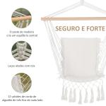 Cadeira Suspensa com Borlas Cadeira Rede Suspensa de Algodão Capacidade 120 kg Estilo Moderno para Exterior 90x50 cm Bege