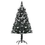 Árvore de Natal Automática 120 cm com 222 Ramos 28 Decorações Suporte em Aço Base Dobrável e Removível Verde