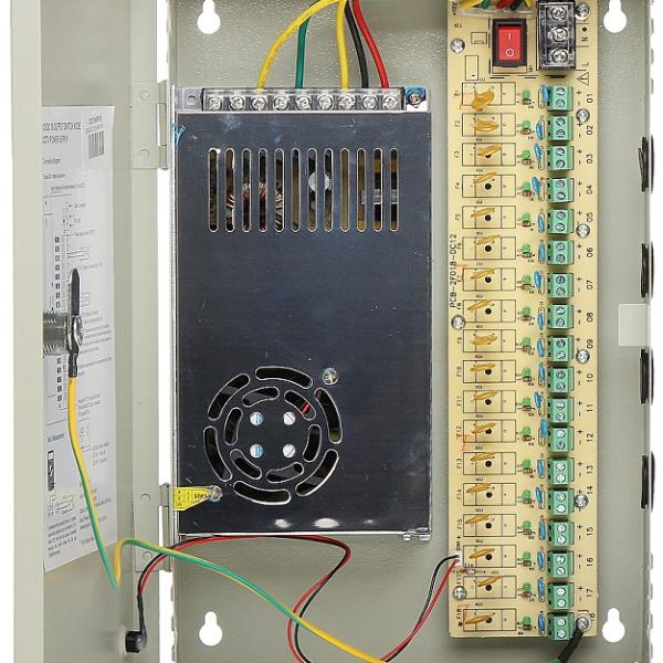 Caixa Segurança / Fonte Alimentação Comutada 12VDC 252W 21A (18 Saídas)