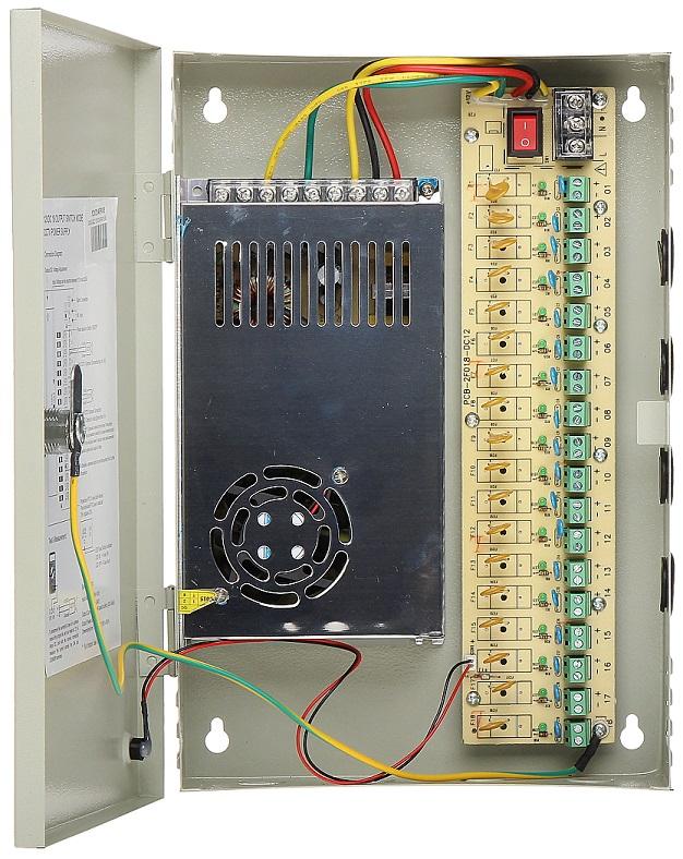 Caixa Segurança / Fonte Alimentação Comutada 12VDC 252W 21A (18 Saídas)