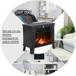 Lareira Elétrica com Efeito de Chama Realista Potência Ajustável 600W/1200W para Ambientes entre 13 - 18㎡ 34x17x31cm Preto