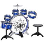 Bateria Infantil com Banco Bateria para Crianças acima de 3 Anos com Pedal e Baqueta Desenho de Estrelas 65x22x57 cm Azul