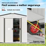 Abrigo de Jardim Exterior para Armazenamento de Ferramentas com 4 Janelas 277x195x192 cm Branco e Cinza Escuro