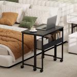Secretária Dobrável com Rodas Prateleira e Bolso de Armazenamento Ideal para Espaços Pequenos 80x50x75 cm Preto