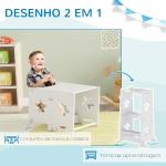 Torre de Aprendizagem 2 em 1 Torre de Aprendizagem para Crianças Convertível em Mesa e Cadeira 60x44,5x86 cm Branco