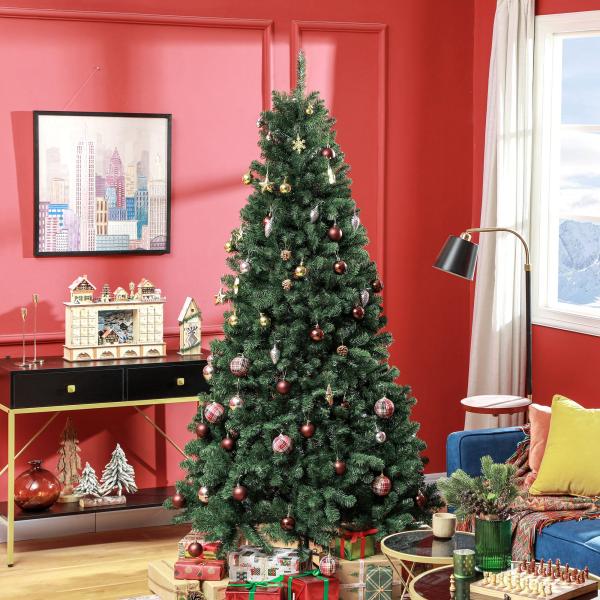 Árvore de Natal Artificial 210 cm com 1064 Ramos de Arame de Memória e Base Recolhível Árvore de Natal Verde