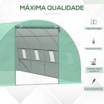 Estufa Tipo Túnel 590x300x200cm com Porta Enrolável 8 Janelas Cobertura de PE 140g/m² e Tubo de Aço para Cultivos de Plantas Verduras Verde