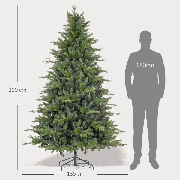 Árvore de Natal Artificial 150 cm com Neve Ignífugo com 358 Ramos Folhas de PVC Abertura Automática Base Dobrável Verde