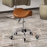 Banco Giratório com Rodas e Altura Ajustável para Estética, Dentista e Cabeleireiro – 52x53x49 - 61 cm, Castanho