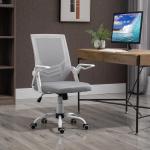 Cadeira de Escritório Ergonômica Giratória com Altura Ajustável Apoio para os Braços Dobrável Suporte Lombar e Encosto Transpirável 62,5x55x94 - 104 cm Cinza