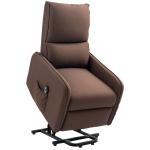Poltrona Relax Elétrica Elevatória em Tecido Efeito Linho com Comando, Assento com Molas, Apoia - pés, Castanho
