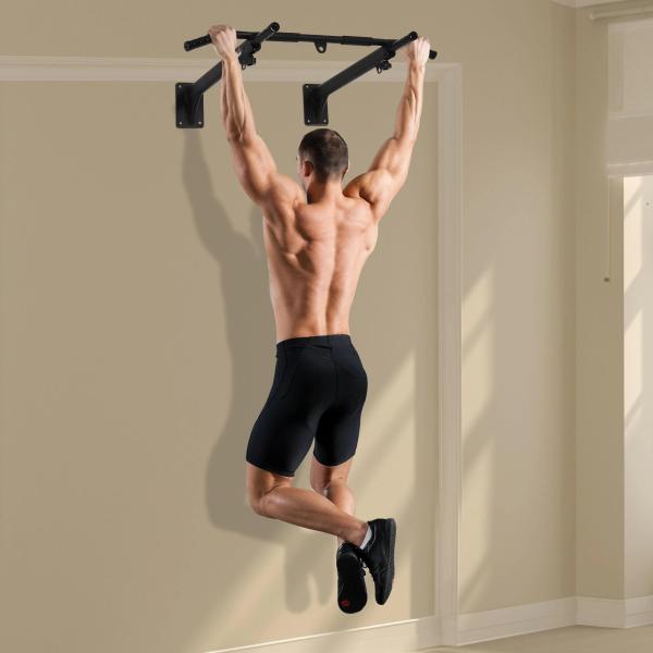 Barra de Elevações para Parede Treinamento Muscular Pull Up para Casa Carga Máxima 150kg 93,5x65x17 cm Preto