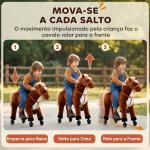 Cavalo de Brinquedo para Crianças de +3 Anos com Rodas Sons e Estrutura de Metal Carga 60kg 65x28x75 cm Castanho