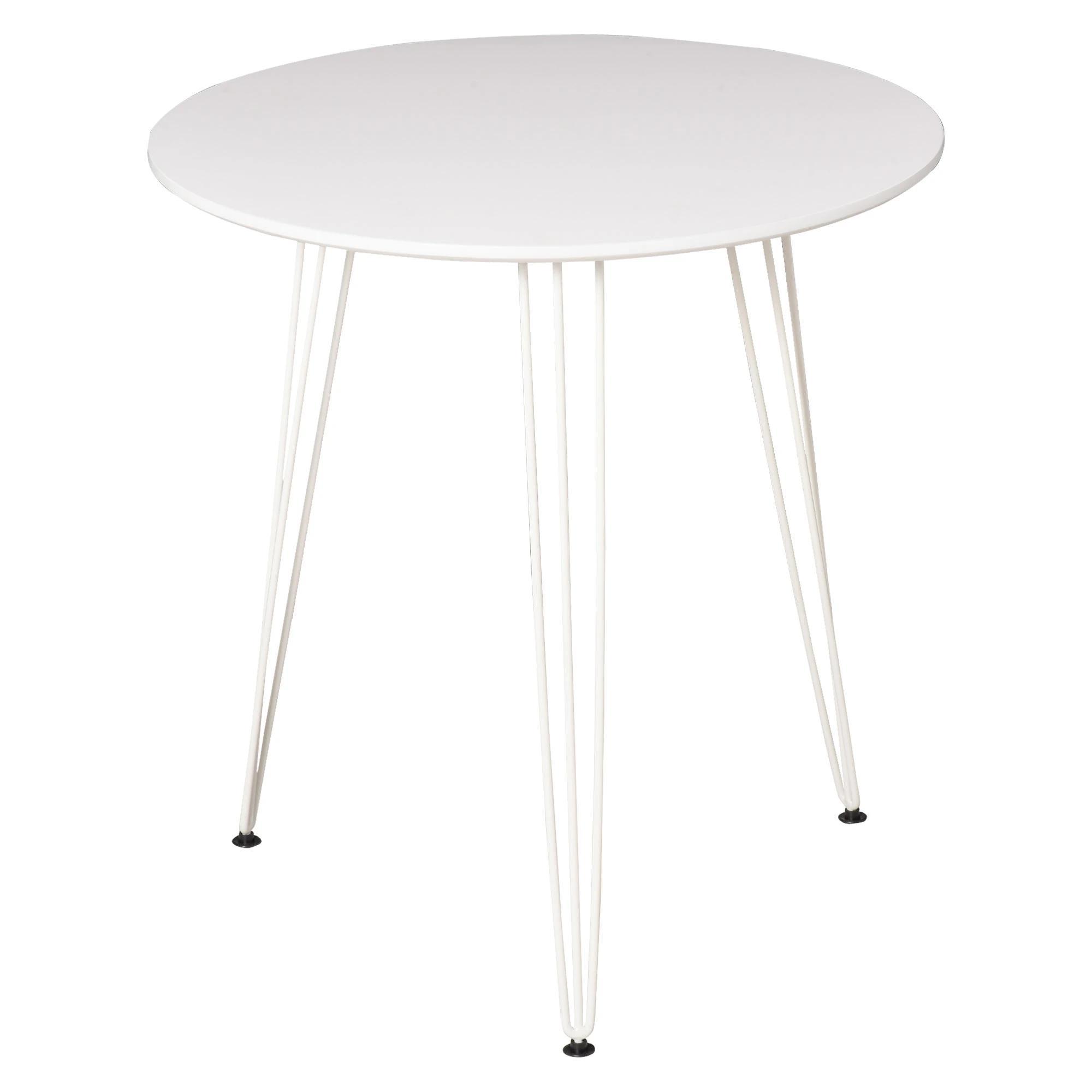 Mesa de Sala de Jantar Redonda com Pés em Forma de Garfo Metálicos Estilo Moderno para Cozinha Sala de Estar Cafeteria Ø70x75cm Branco