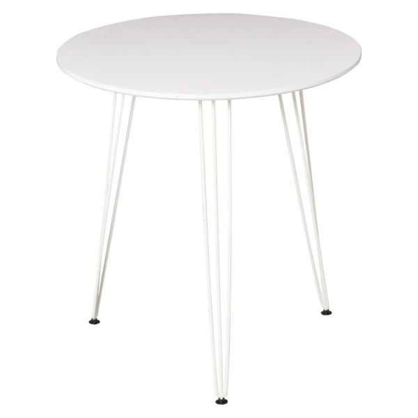 Mesa de Sala de Jantar Redonda com Pés em Forma de Garfo Metálicos Estilo Moderno para Cozinha Sala de Estar Cafeteria Ø70x75cm Branco