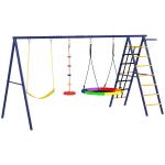 Conjunto de Baloiços 6 em 1 para Crianças com Ninho Escada Rede de Escalada Cesto 350x183x200 cm Multicolor
