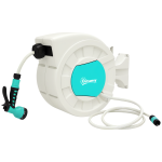 Carretel de Mangueira para Jardim 20+2 m com 7 Bocais Função de Bloqueio Retorno Automático e Giro de 180° Cinza Claro