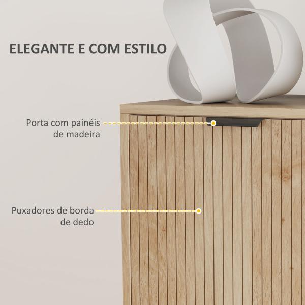 Aparador de Sala de Estar com Prateleira Ajustável Sistema Anti - Tombo e Pés de Madeira de Pinho 78x40x77,5 cm Carvalho