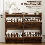 Sapateira de 4 Portas com Prateleiras Ajustáveis Estilo Industrial para 24 Pares de Sapatos 120x24x103 cm Castanho Rústico