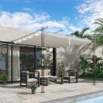 Cobertura para Pérgola 2,5x2,55cm Teto de Substituição Retrátil para Pérgola com 10 Orifícios de Drenagem Creme