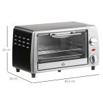 Mini Forno Elétrico de 10 Litros 750W com Temperatura até 230 °C Temporizador 60 Minutos Bandeja e Grade 36,5x26x22cm Preto e Prata