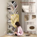 Estante em Forma de Árvore de 9 Níveis Estante de Livros com 9 Prateleiras e Estrutura de Aço 50x24x136 cm Branco