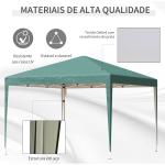 Tenda Dobrável 295x295x255 cm com Bolsa de Transporte Altura Ajustável Anti - UV para Terraço Pátio Verde