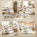 Estante Infantil para Brinquedos com 6 Caixas Removíveis 3 Prateleiras Abertas e Gaveta Inferior com Rodas 100x30x80 cm Branco