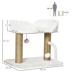 Arranhador para Gatos Pequenos Altura 42 cm Arranhador para Gatos com Cama Bolas Supensas e Postes de Juta 48x38x42 cm Branco