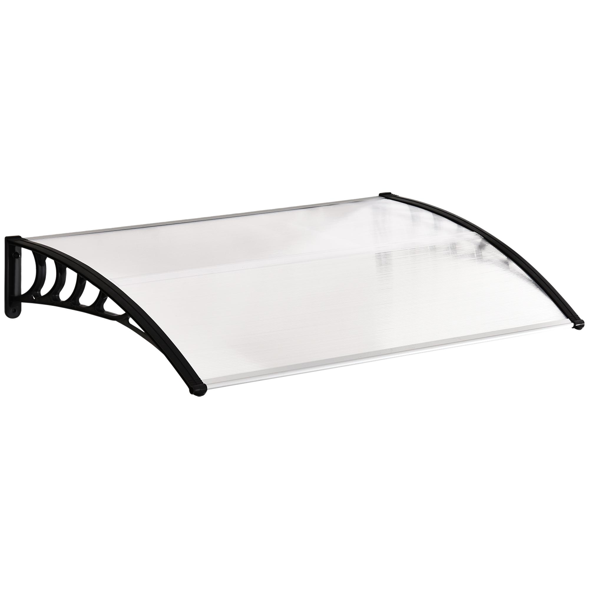 Marquise de Proteção para Portas e Janelas 122x89x24 cm Transparente e Preto