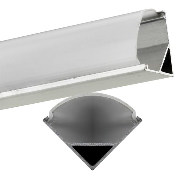 Perfil Alumínio c/ Difusor Opaco p/ Fita de LEDs - 2 mts