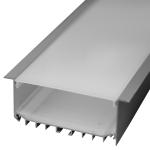 Perfil Embutir c/ Difusor Opaco p/ 8x Fita de LEDs - 2 mts