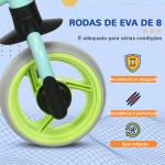 Bicicleta sem Pedais para Crianças de 18 - 48 Meses Bicicleta de Equilíbrio com Assento Ajustável em Altura 66,5x34x47 cm Verde