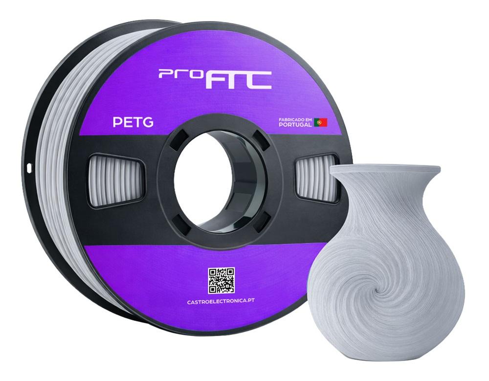 Filamento de Impressão 3D PETG 1,75mm 1Kg (Cinzento Frio) - ProFTC