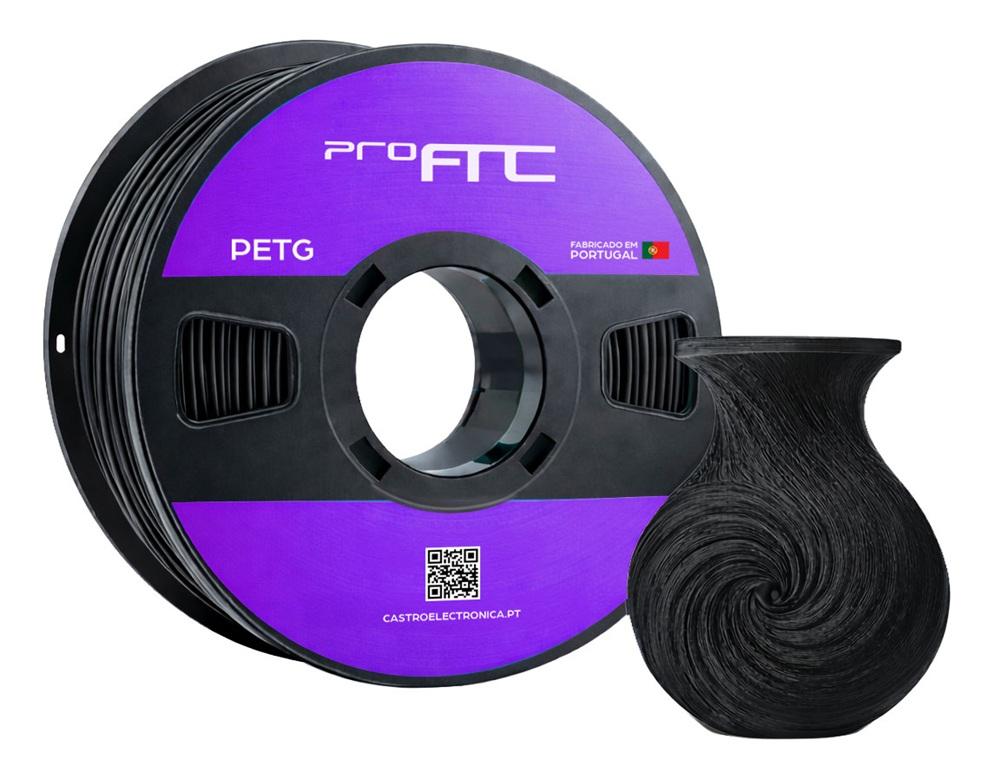 Filamento de Impressão 3D PETG 1,75mm 1Kg (Preto) - ProFTC