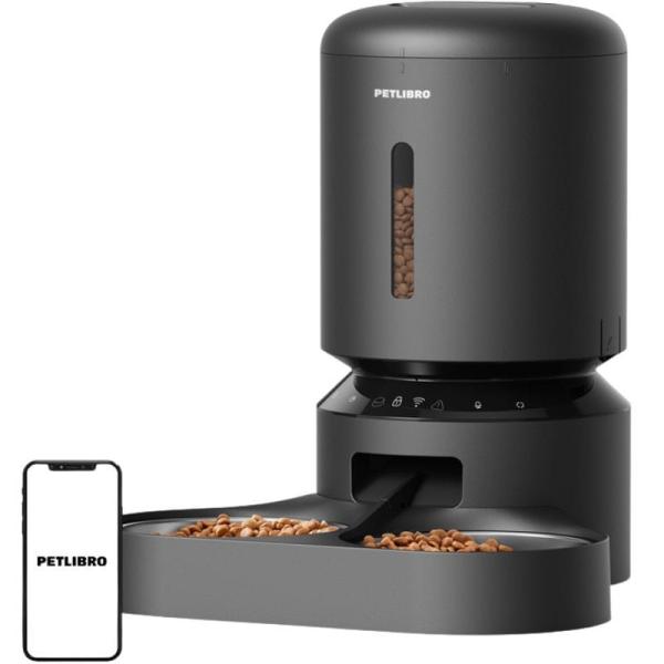 Dispensador de Comida Inteligente Granary 5L WiFi c/ 2 Taças (Preto) - PETLIBRO