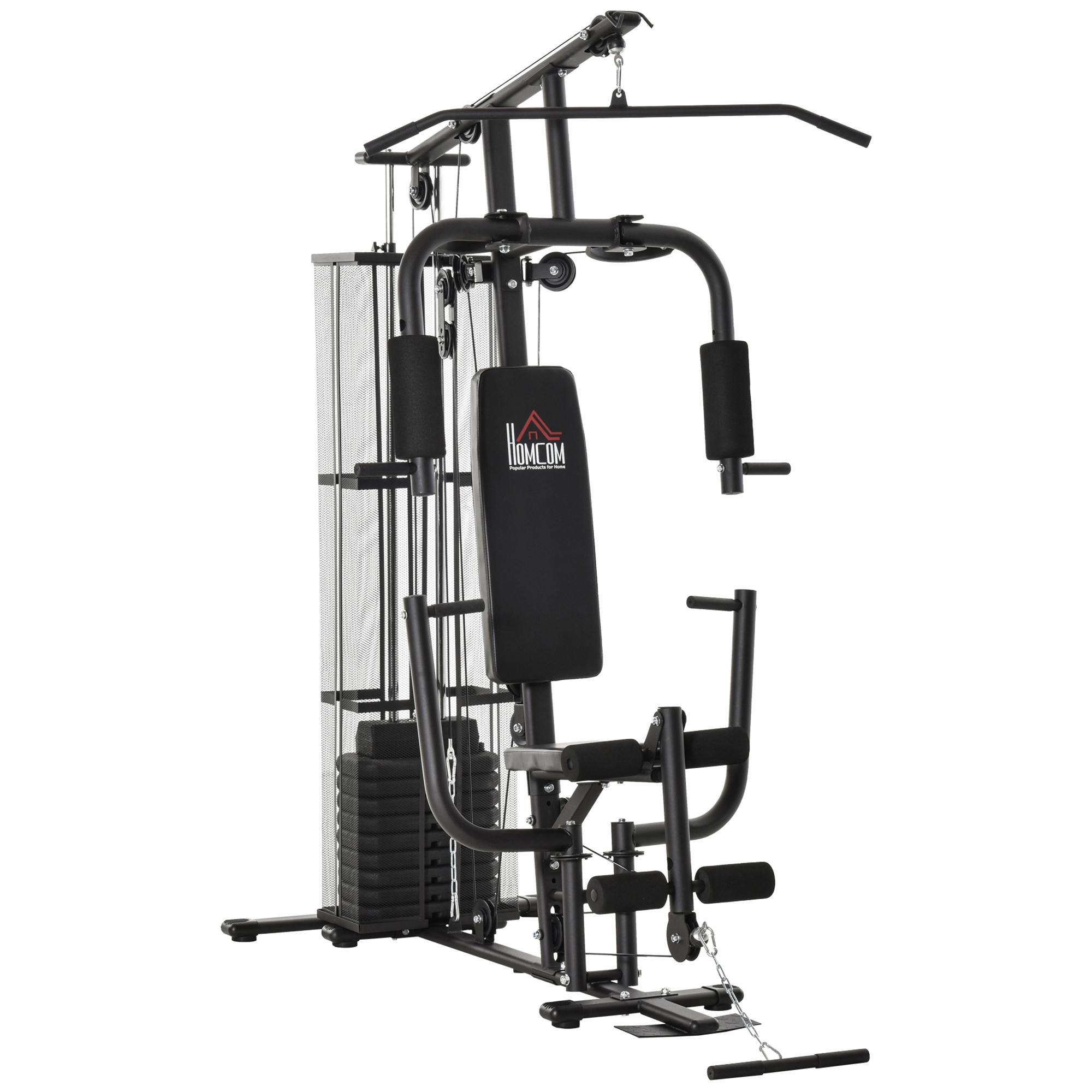 Máquina Multi Estação de Musculação com Placas de Peso de 45kg Carga Máxima 120kg para Treinamento Fitness 150x110x210cm Preto