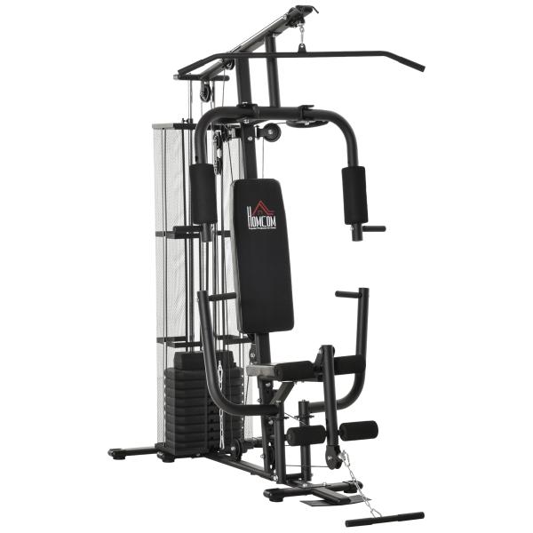 Máquina Multi Estação de Musculação com Placas de Peso de 45kg Carga Máxima 120kg para Treinamento Fitness 150x110x210cm Preto
