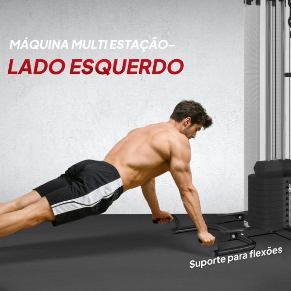 Máquina Multi Estação Ajustável Multi Estação de Musculação com Placas de Peso de 45 kg 225x175x200 cm Preto