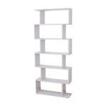 Estante Moderna com 6 prateleiras em forma de S Madeira 80 x 25 x 192 cm branco