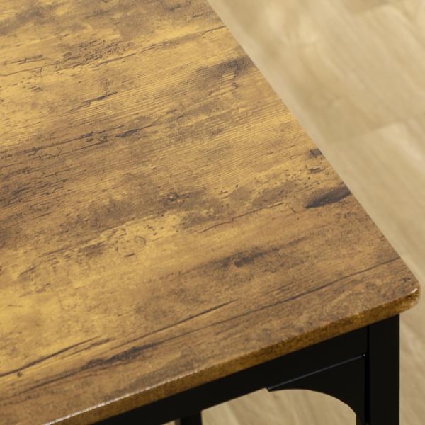 Conjunto de Móveis Altos de Bar com 5 Peças Mesa de Refeição Industrial e 4 Bancos Redondos Marrom Rústico e Preto