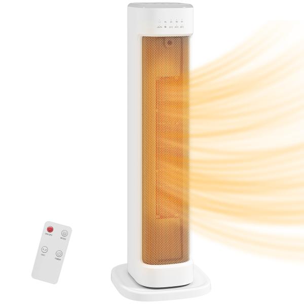 Aquecedor Elétrico de Baixo Consumo 2000W com 3 Modos Termostato Regulável Proteção contra Sobreaquecimento 21x19,7x61 cm Branco