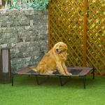 Cama para Animais de Estimação Cama Elevada para Cães Gatos com Tecido Transpirável para Dormir Relaxar Exterior Jardim Terraço 122x92x23cm Marrom
