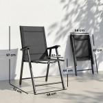Conjunto de 4 Cadeiras de Jardim para Exterior Dobráveis com Encosto Alto e Apoios de Braços para Terraço e Praia 58x62x97 cm Preto