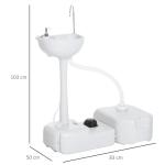 Lavatório Portátil para Campismo com Depósito de Recuperação de Água e Dispensador de Sabão 83x50x103 cm Cinza Claro