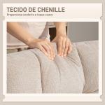 Poltrona Giratória Moderna Poltrona de Sala de Estar com Base de Cruz Estofada em Chenille Impermeável Assento Extra Largo e Pernas de Aço Poltrona Relax para Sala de Estar Quarto 75x95x90 cm Creme