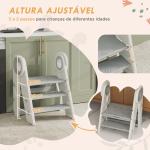 Banco para Crianças Dobrável Torre de Aprendizagem Escada para Crianças Antiderrapante 46,5x47x61,5 cm Cinza e Branco