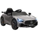 Carro Elétrico para Crianças Carro Mercedes - Benz AMG GTR com Bateria 12V Faróis Buzina e Música 108x67x46 cm Prata